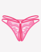 Lace Floral Lace Crotchless Briefs G-String