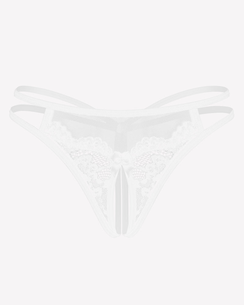 Lace Floral Lace Crotchless Briefs G-String