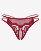 Lace Floral Lace Crotchless Briefs G-String