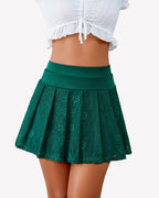 Pleated Skater Skirt Lace Flared Mini Skirts