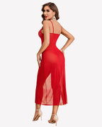 Lace Chemise Mesh Side Split Nightdress
