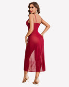 Lace Chemise Mesh Side Split Nightdress