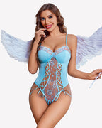 Lace Up Front Crotchless Bodysuit