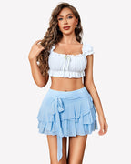 Flowy Hem Multi-Layer Ruffle Trim Skirt