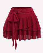 Flowy Hem Multi-Layer Ruffle Trim Skirt