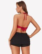 Crop Top Halter V Neck Cami Tank