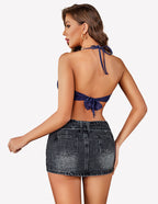 Crop Top Halter V Neck Cami Tank