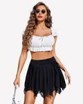 Mesh Y2K Drawstring Ruched Bow Short Skort