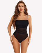 Square Neck Tank Body Suits Sheer Leotard