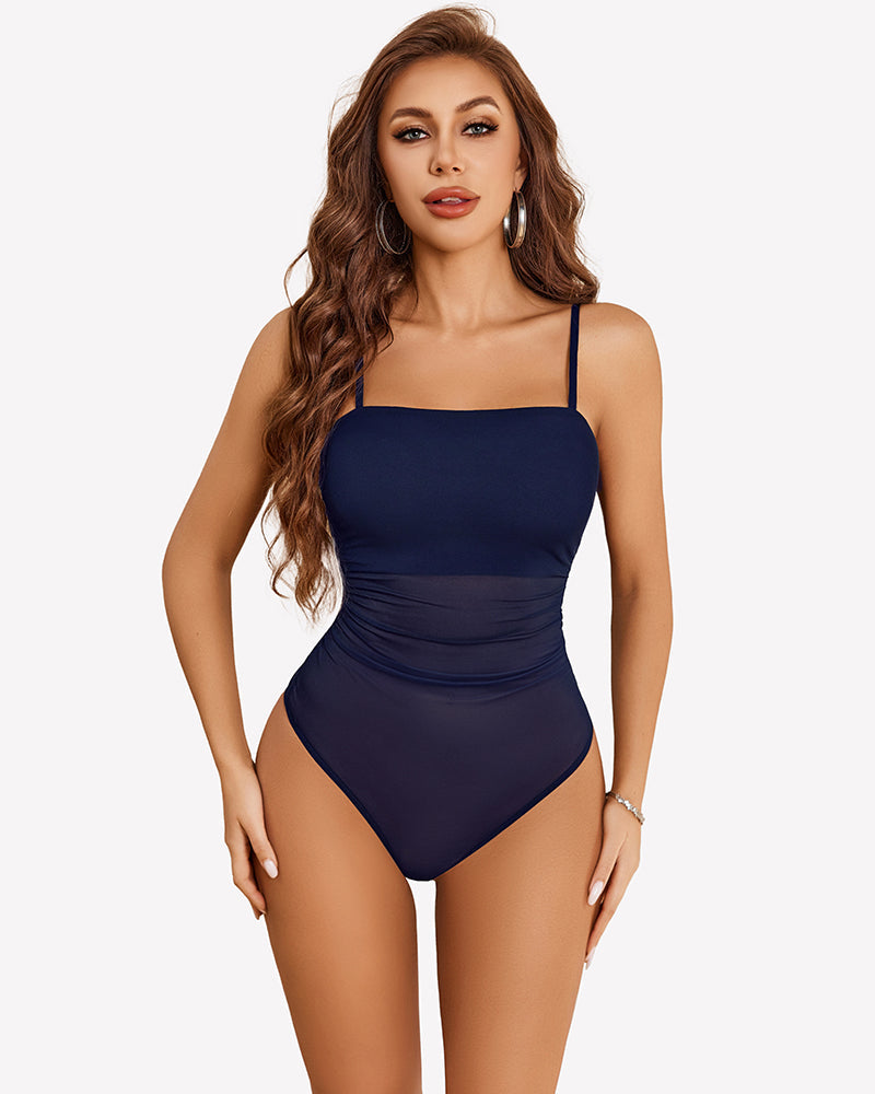 Square Neck Tank Body Suits Sheer Leotard