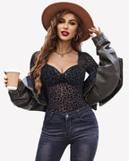 Long Sleeve Leopard Mesh Bodysuits