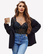 Long Sleeve Leopard Mesh Bodysuits