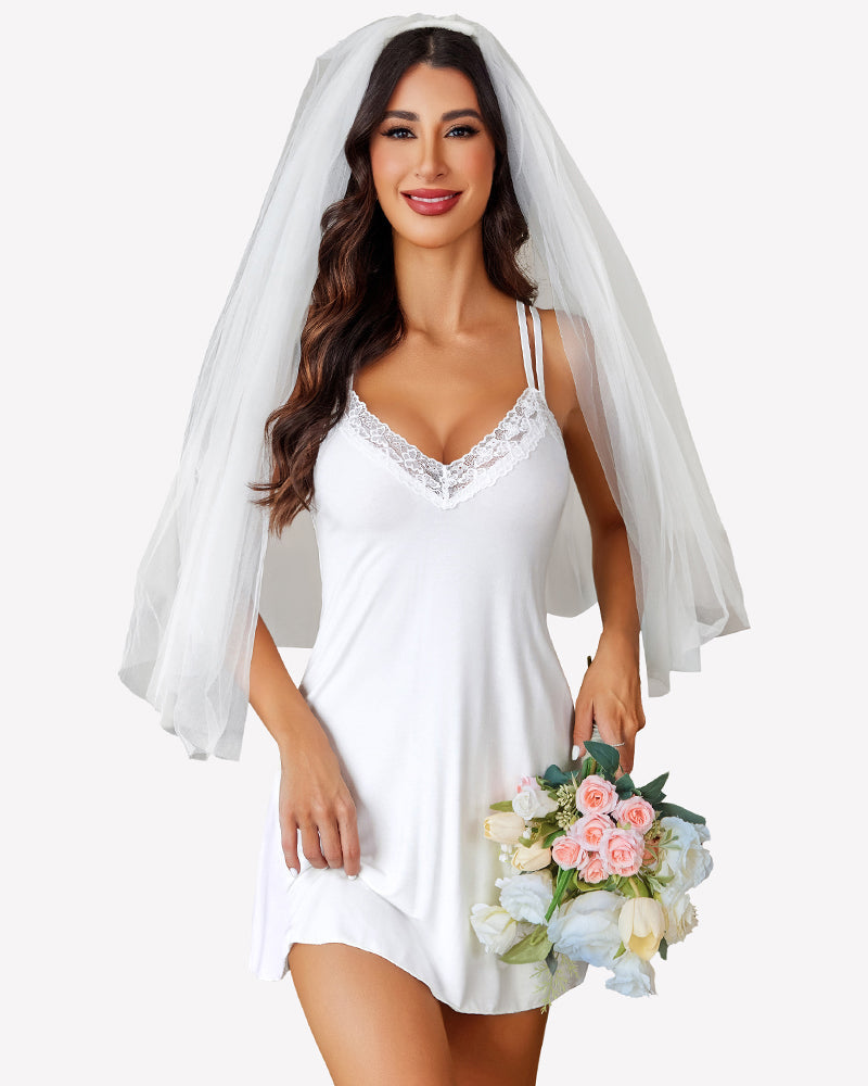 Lace Deep V Teddy Babydoll