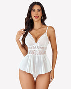 Lace Bodysuit V Neck Mesh Sleepwear