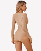 Long Sleeve Bodysuit Sparkle Mesh Top
