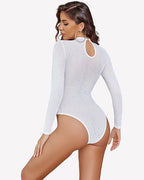 Long Sleeve Sheer Rhinestone Bodysuit