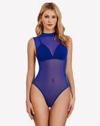 See Through Mesh Sleeveless Bodysuits