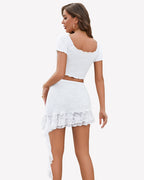 Mini Skirts Asymmetrical Ruffle Short Skirt