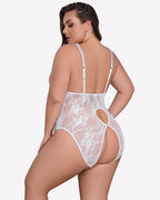 Plus Size Crotchless Exotic Lace Teddies