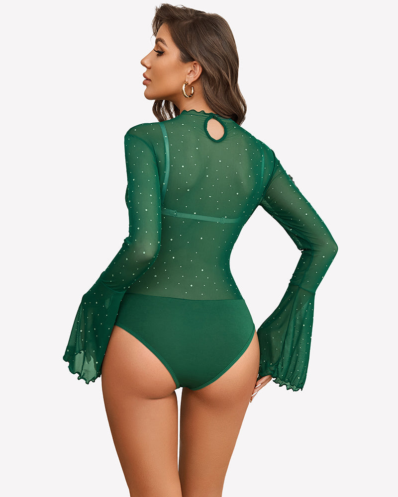 Long Sleeve Rhinestone Bodysuit