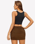 Ruched Bodycon Double Layer Mini Skirt