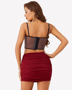 Ruched Bodycon Double Layer Mini Skirt