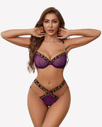 Leopard Push Up with Chain Bra Panty Set