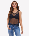 Fishnet Top Sleeveless Fishnet Blouses Shirt