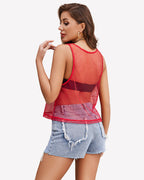Fishnet Top Sleeveless Fishnet Blouses Shirt
