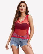 Fishnet Top Sleeveless Fishnet Blouses Shirt