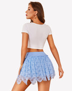 Flowy Layered Lace Asymmetrical Short Skirts