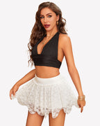 Flowy Layered Lace Asymmetrical Short Skirts