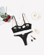 Chain Heart Cutout Bra and Panty Sets