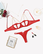 Chain Heart Cutout Bra and Panty Sets
