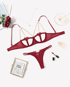 Chain Heart Cutout Bra and Panty Sets