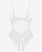 Lace deep V Teddy Crotchless Bodysuits