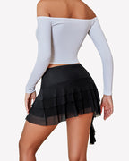 Asymmetric Ruffle Mini Skirt