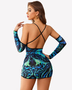 Sheer Mesh Lingerie Dress With Gloves Outfits