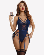 Lace Bodysuit Lingerie Sets with Garter Belts