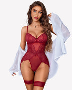 Lace Bodysuit with Garter Belt & Thigh Straps