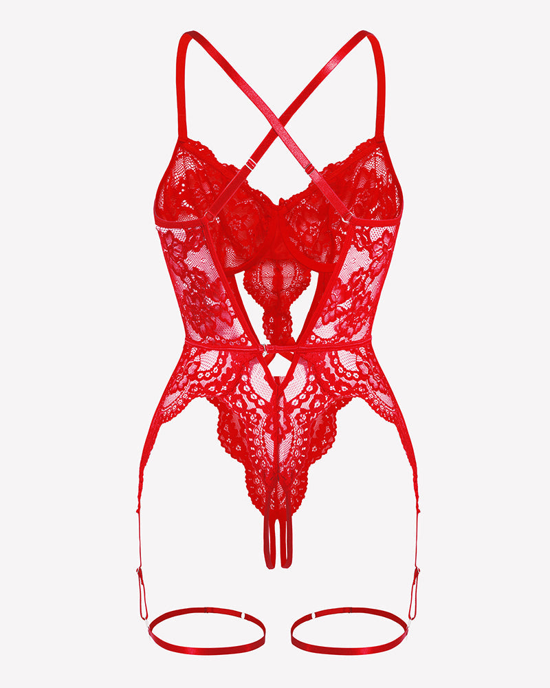 Cross-Back Straps Teddy Babydoll