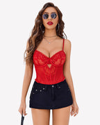 V Neck Lace Teddy Push Up Bodysuit