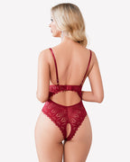 Deep V Teddy Criss Cross Sleepwear