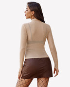Mesh Rhinestone Sheer Tops