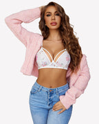 Sheer Floral Mesh Lingerie Set Bra and Panty