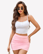 High Waist Ruched Y2K Side Split Mini Skirt