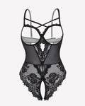 Floral Lace Crotchless Teddy Mini Babydoll