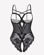 Floral Lace Crotchless Teddy Mini Babydoll