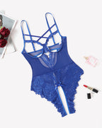 Floral Lace Crotchless Teddy Mini Babydoll