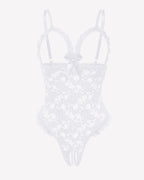 Lace Teddy Ruffle V Neck Bodysuit